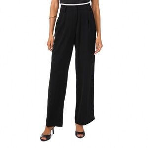 Vince Camuto Womens Rich Black Contrast Waist Wide Leg Pleated Pants Size 10 NEW